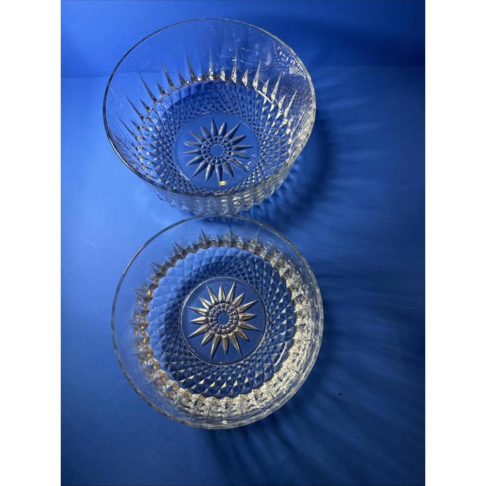 2 Arcoroc France Crystal Starburst Diamond  8" & 9" Serving Salad Trifle Bowls